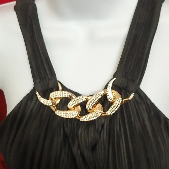 NWTπFREE GIFT INCLUDED Raffle Double-Layer Gold Crystal Chain Necklace Blouse - Picture 9 of 17